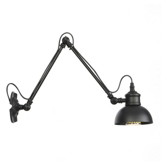Vintage Matte Black Iron Wall Mount Reading Light With Swing Arm - 1-Bulb Task Lamp / 8 B