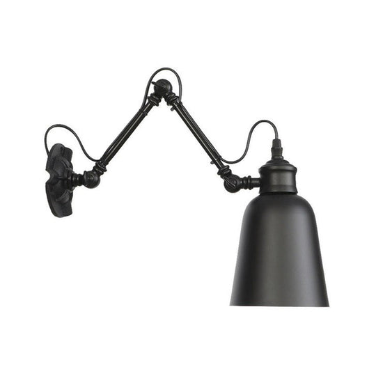 Vintage Matte Black Iron Wall Mount Reading Light With Swing Arm - 1-Bulb Task Lamp / 4 D