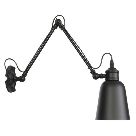 Vintage Matte Black Iron Wall Mount Reading Light With Swing Arm - 1-Bulb Task Lamp / 8 D