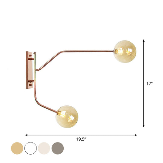 Wall Mounted Iron Rose Gold Reading Light With Branching Design Industrial Fixture - Gem/Ball Glass