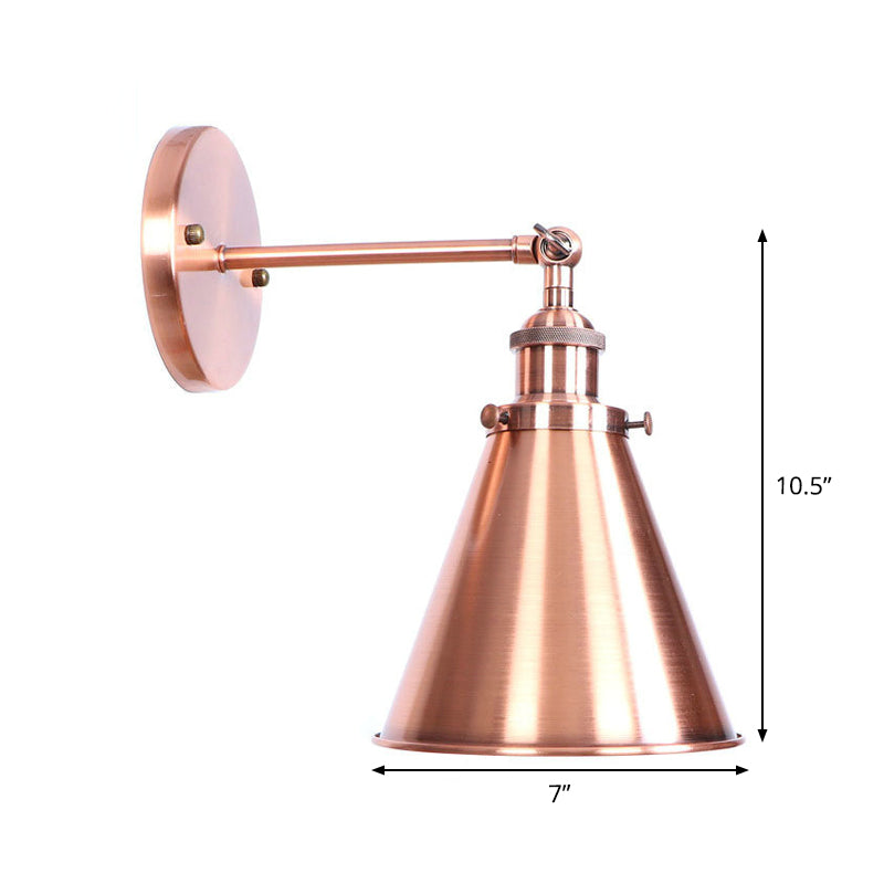 Adjustable Loft Style Single-Bulb Wall Light For Living Room - Iron Copper Reading Lamp