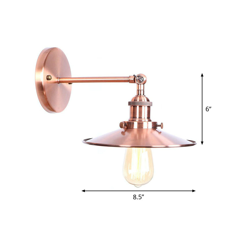 Adjustable Loft Style Single-Bulb Wall Light For Living Room - Iron Copper Reading Lamp