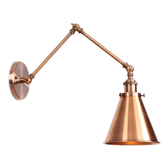 6/8 L 2-Joint Swing Arm Wall Light Industrial Lamp W/ Cone Shade - Bronze/Copper Copper / 8 A