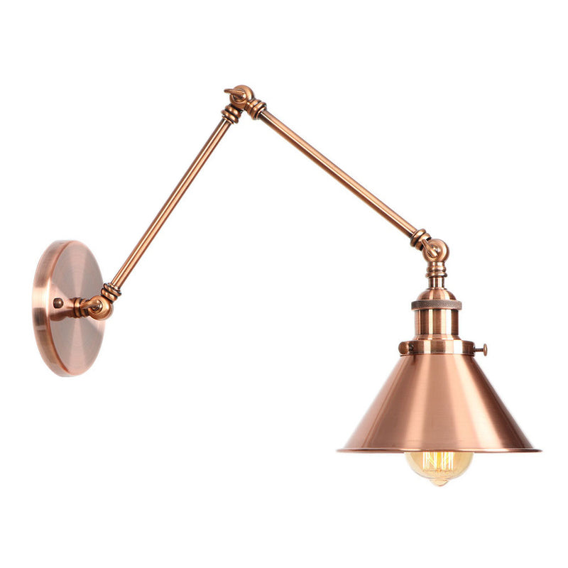 6/8 L 2-Joint Swing Arm Wall Light Industrial Lamp W/ Cone Shade - Bronze/Copper Copper / 8 B