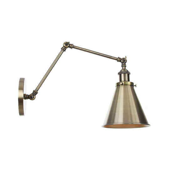 6/8 L 2-Joint Swing Arm Wall Light Industrial Lamp W/ Cone Shade - Bronze/Copper Bronze / 6 A