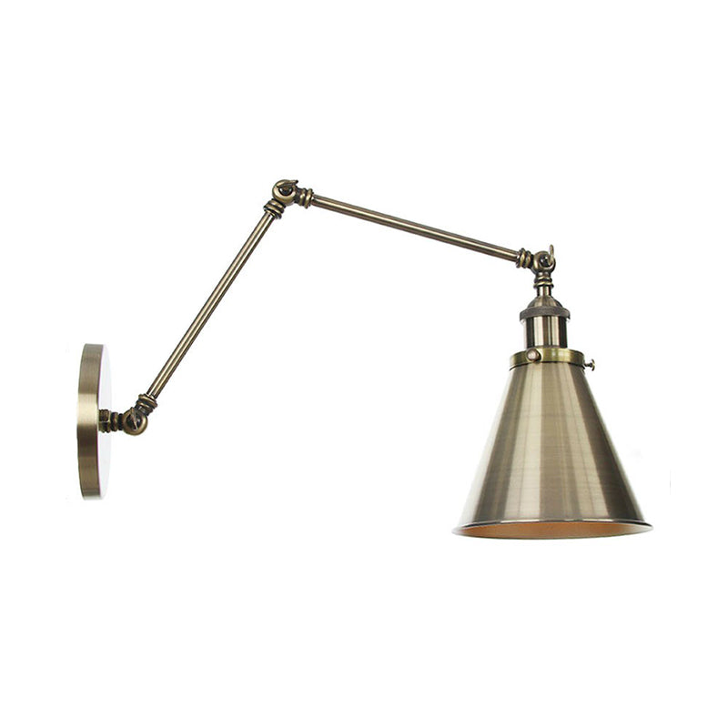 6/8 L 2-Joint Swing Arm Wall Light Industrial Lamp W/ Cone Shade - Bronze/Copper Bronze / 8 A