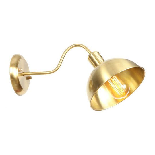 Retro Brass Gooseneck Wall Reading Lamp With 1-Light Metallic Finish And Assorted Shades / A