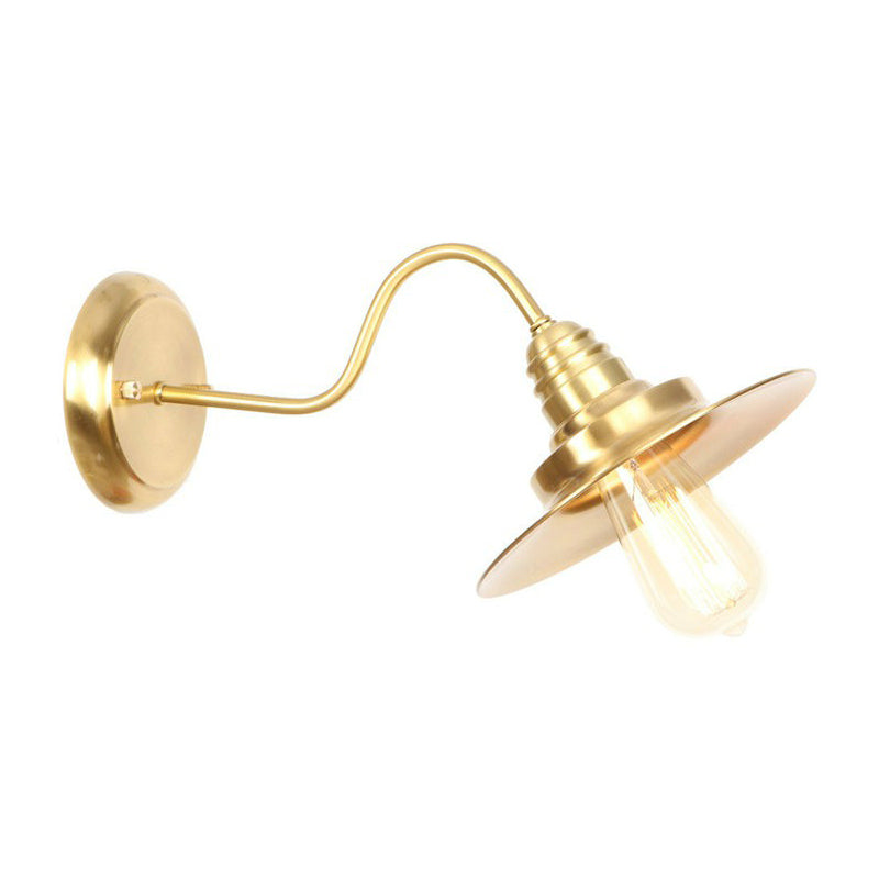Retro Brass Gooseneck Wall Reading Lamp With 1-Light Metallic Finish And Assorted Shades / B