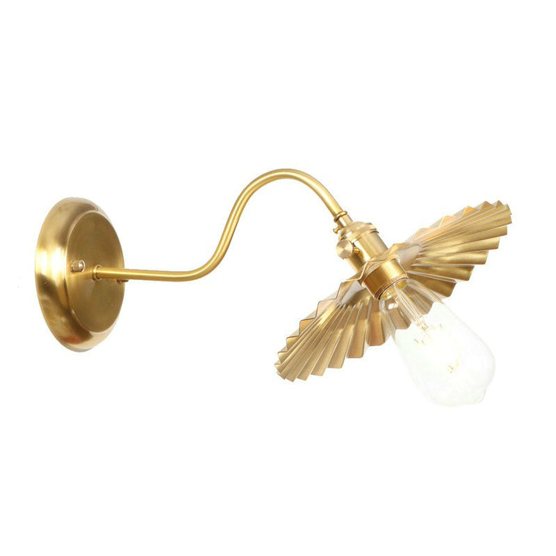 Retro Brass Gooseneck Wall Reading Lamp With 1-Light Metallic Finish And Assorted Shades / D