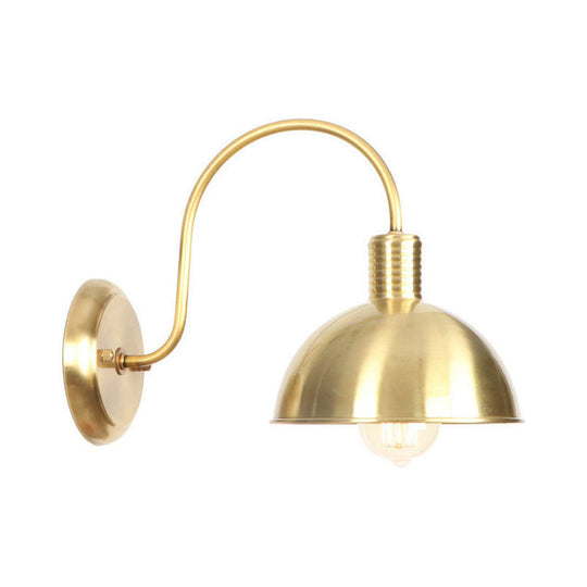 Retro Brass Gooseneck Wall Reading Lamp With 1-Light Metallic Finish And Assorted Shades / E