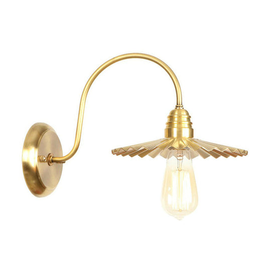 Retro Brass Gooseneck Wall Reading Lamp With 1-Light Metallic Finish And Assorted Shades / G