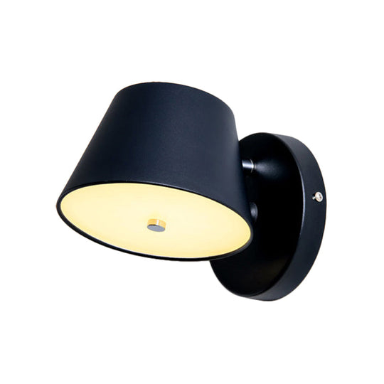 Nordic Tapered Shade Metal Wall Lamp In Black/White - Perfect For Bedroom And Study Room