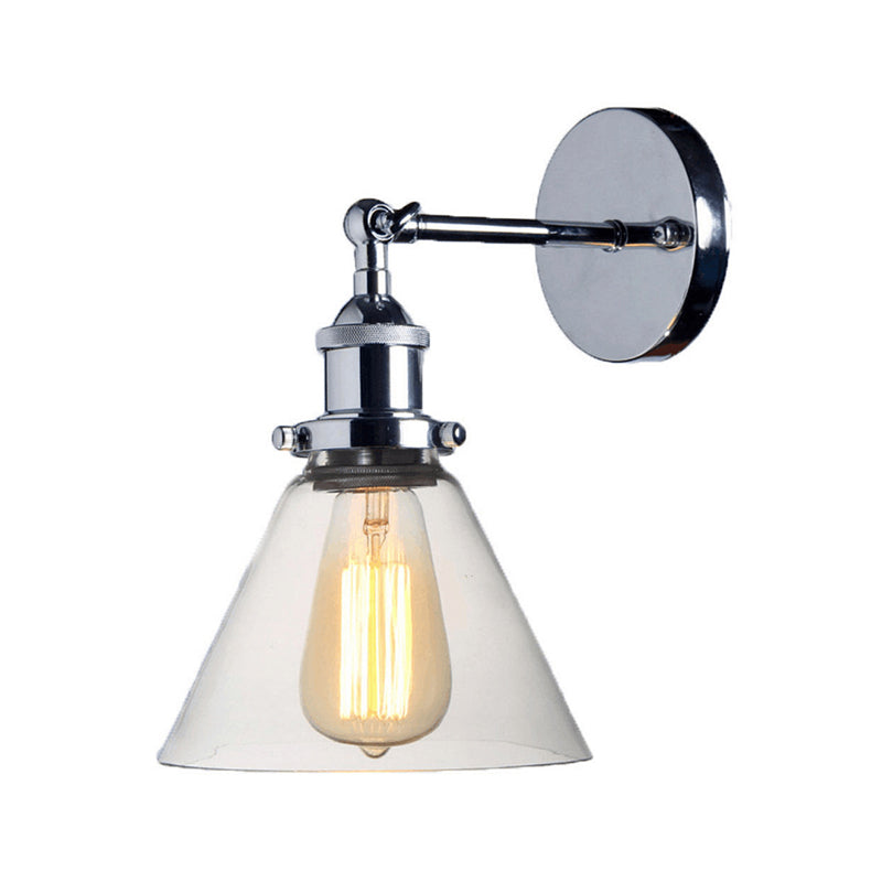 Industrial Wall Mounted Lamp: Clear Glass Chrome Light With Rotating Arm