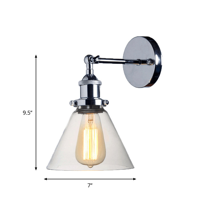 Industrial Wall Mounted Lamp: Clear Glass Chrome Light With Rotating Arm
