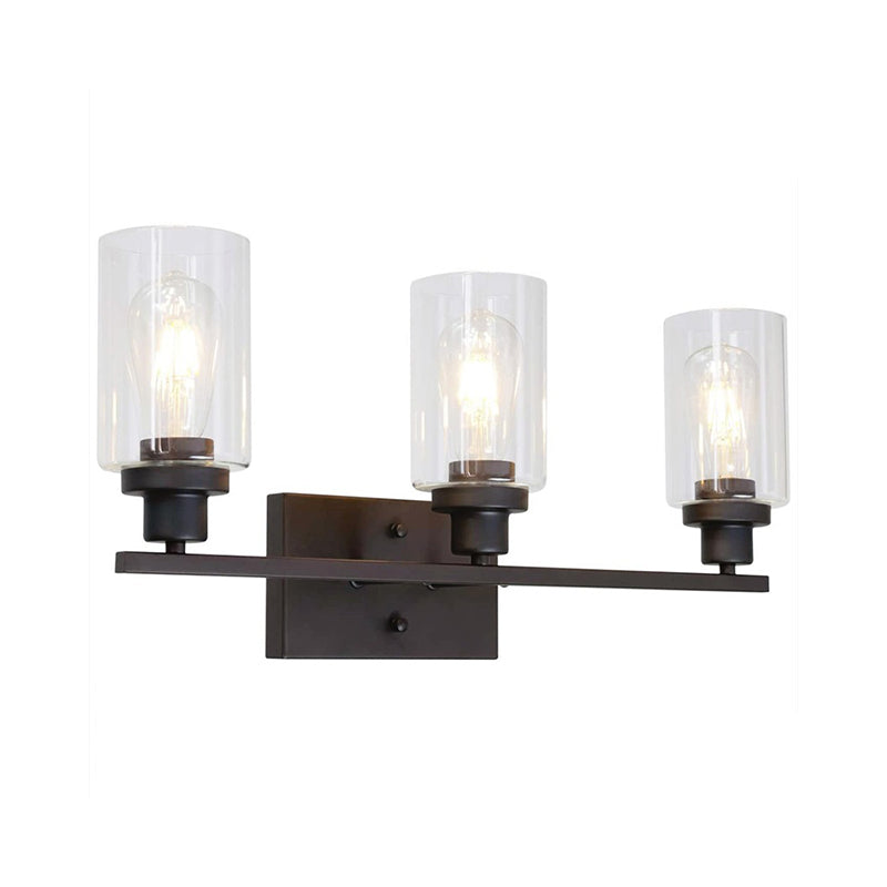 Industrial Cylinder Wall Mount Light - 2/3 Bulbs Black/Brass/Nickel Clear Glass Lamp For Bathroom 3