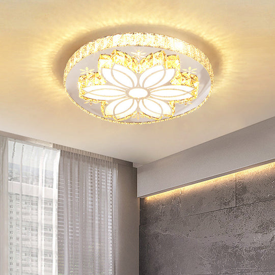 Contemporary Stainless-Steel Led Flush Mount Ceiling Light With Spiral Flower Design - Bedroom
