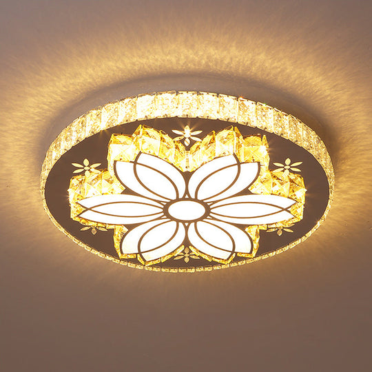 Contemporary Stainless-Steel Led Flush Mount Ceiling Light With Spiral Flower Design - Bedroom