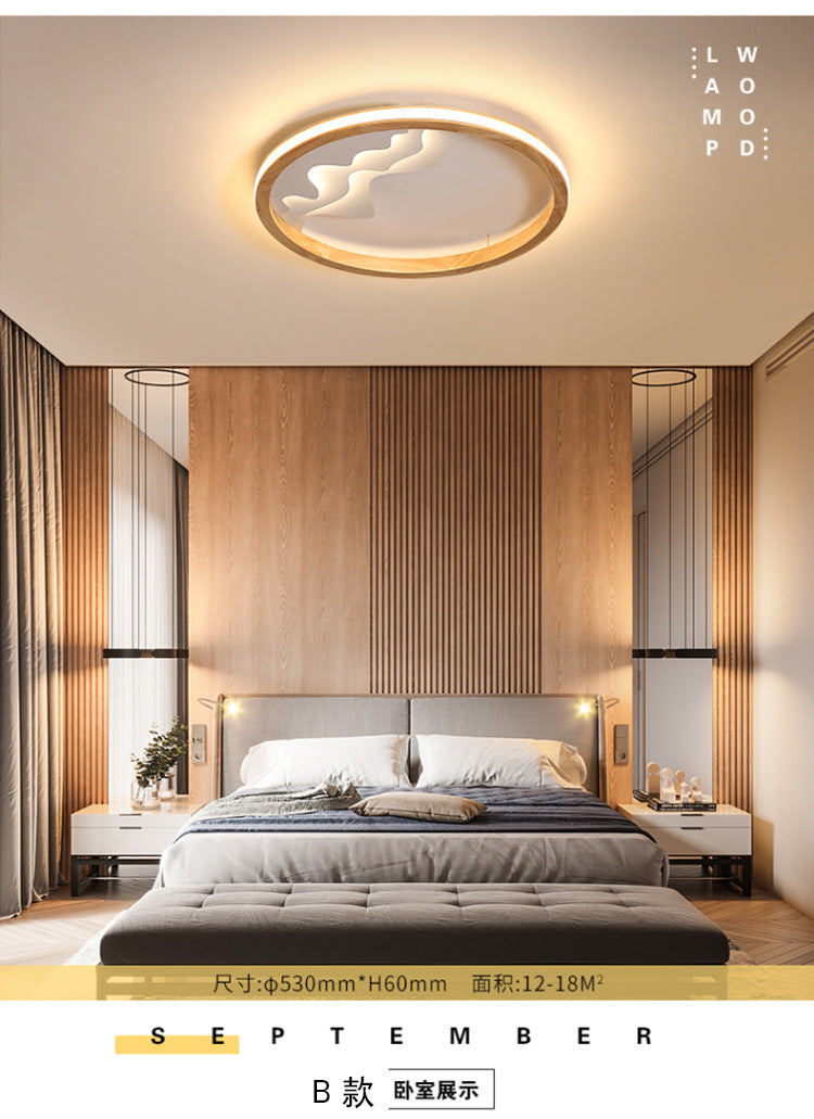 Modern Wood Flush Mount Led Fixture - Ring Design Multiple Options For Bedroom Lighting Beige/White