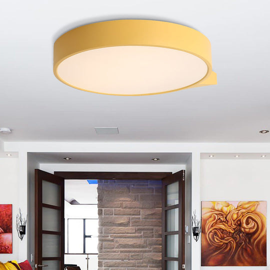 Macaron Metal Ceiling Flush Mount In Multiple Colors With Diffuser 19.5/24.5 W Yellow / 19.5