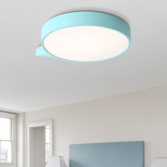 Macaron Metal Ceiling Flush Mount In Multiple Colors With Diffuser 19.5/24.5 W Blue / 19.5