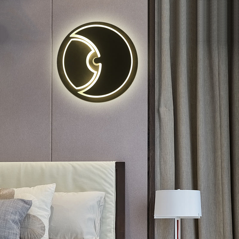 Modern Led Wall Sconce: Round Light For Kids Bedroom With Crescent Acrylic