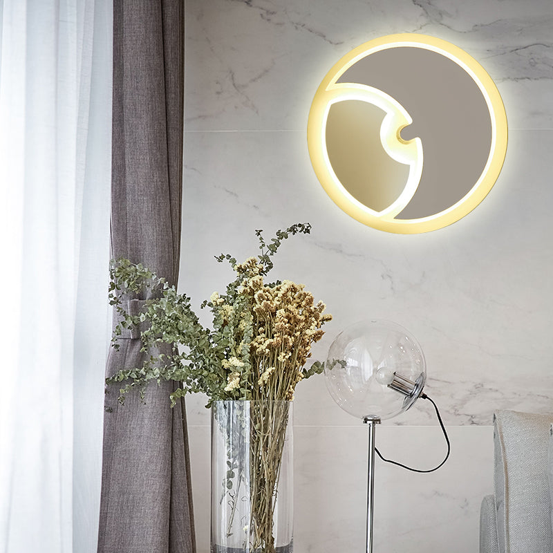 Modern Led Wall Sconce: Round Light For Kids Bedroom With Crescent Acrylic
