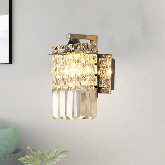 Chrome Rectangle Crystal Wall Sconce With Draping Rods