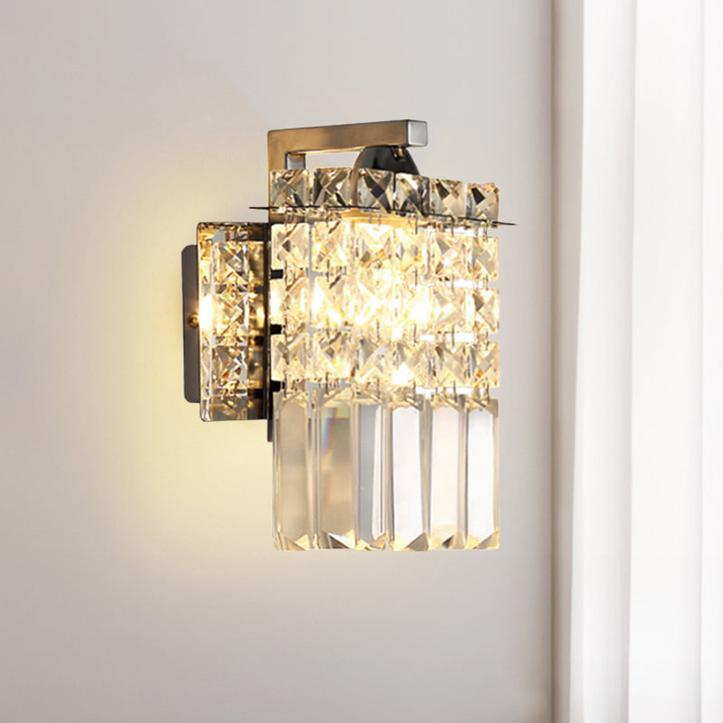 Chrome Rectangle Crystal Wall Sconce With Draping Rods / 7