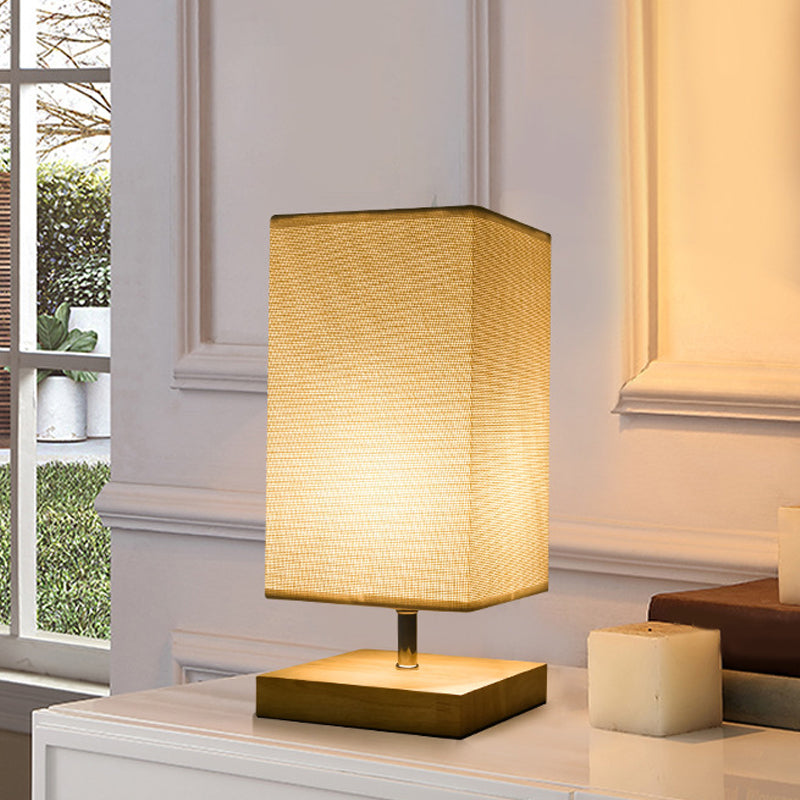 Modern Rectangular Fabric Night Table Lamp With Task Lighting - Flaxen