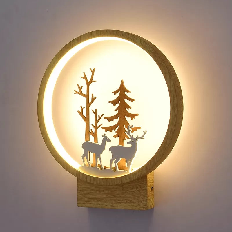 Contemporary Acrylic Deer Wall Sconce For Childs Bedroom Wood / Warm