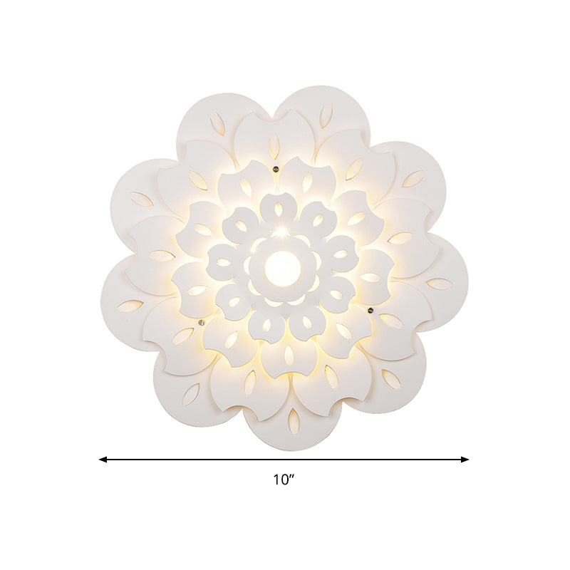 Pretty White Floral Led Wall Lamp For Kids Bedrooms