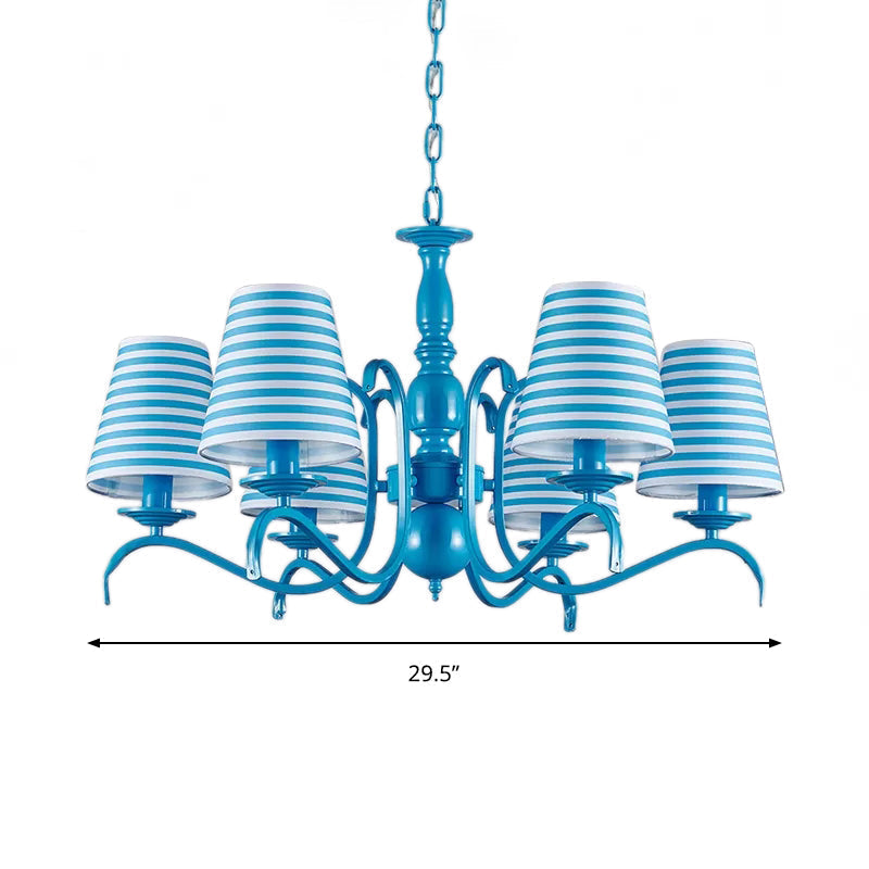Nautical Blue Pendant Chandelier With Six Bucket Lights Ideal For Living Room Décor