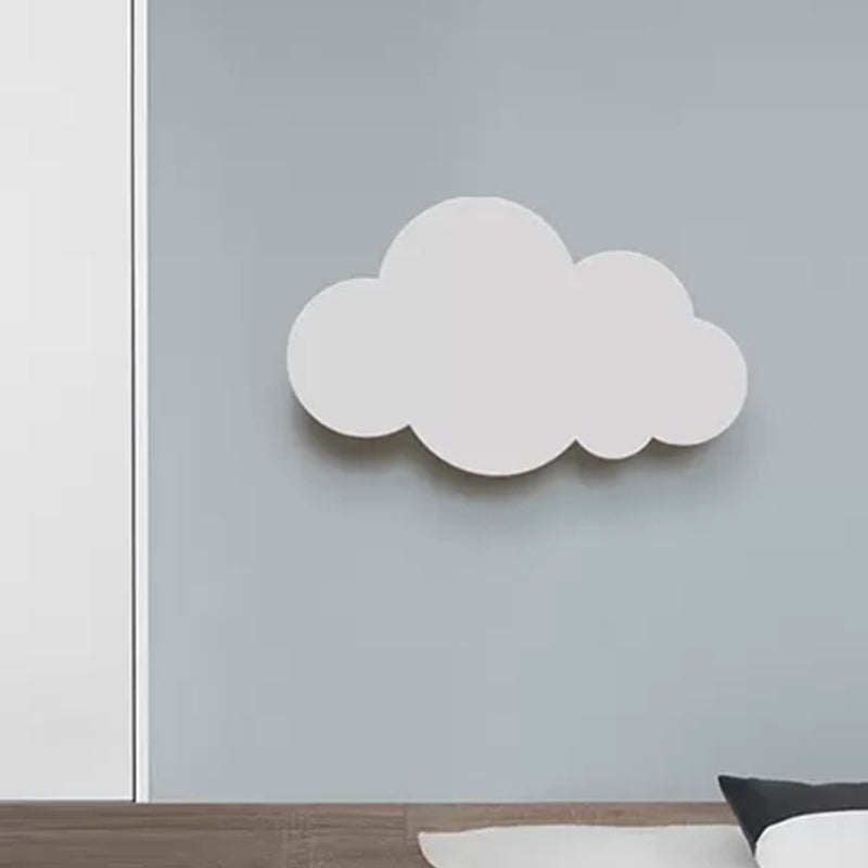 Kids Bedroom Led Wall Sconce - Plastic Cloud Design Slim & Modern White