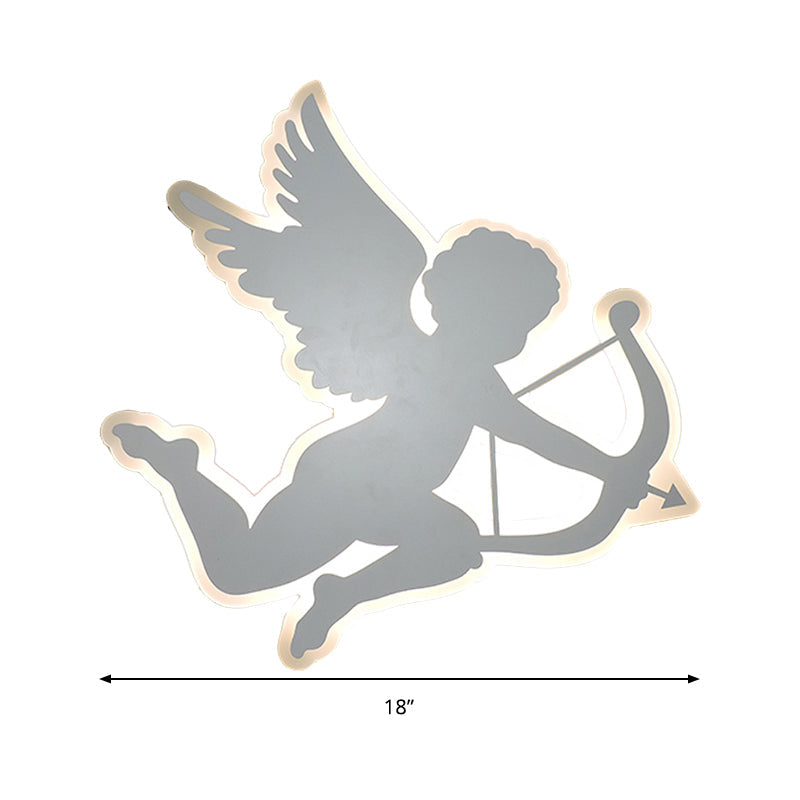Kids Nursing Room Cupid Angel Led Wall Lamp In White - 2 Sizes Available