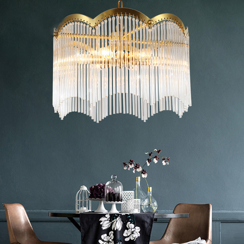 Modern Gold Ceiling Chandelier With Crystal Rod Shades - 3/6 Heads Kitchen Hanging Lamp 3 /