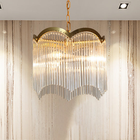 Modern Gold Ceiling Chandelier With Crystal Rod Shades - 3/6 Heads Kitchen Hanging Lamp 6 /