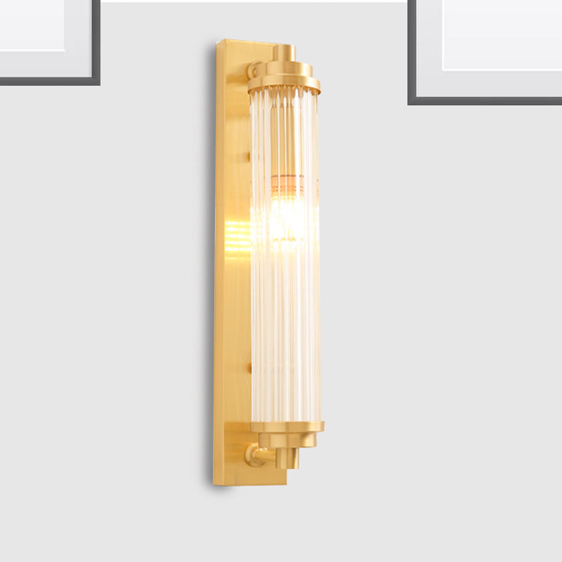 Contemporary Led Crystal Wall Light Fixture For Living Room With Clear Cylinder Pipes Gold / A