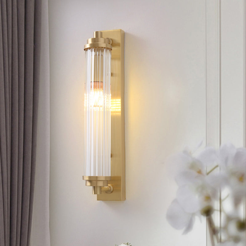 Contemporary Led Crystal Wall Light Fixture For Living Room With Clear Cylinder Pipes