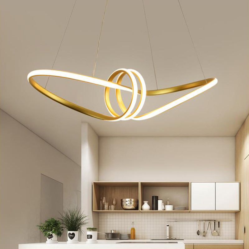 Modern Led Pendant Lamp: Gold/Coffee 8-Shaped Chandelier With Acrylic Shade Warm/White Light Gold /