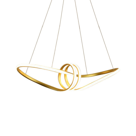 Modern Led Pendant Lamp: Gold/Coffee 8-Shaped Chandelier With Acrylic Shade Warm/White Light