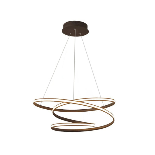 Simplistic Iron Circle Drop Lamp LED Chandelier in Coffee with Warm/White Light