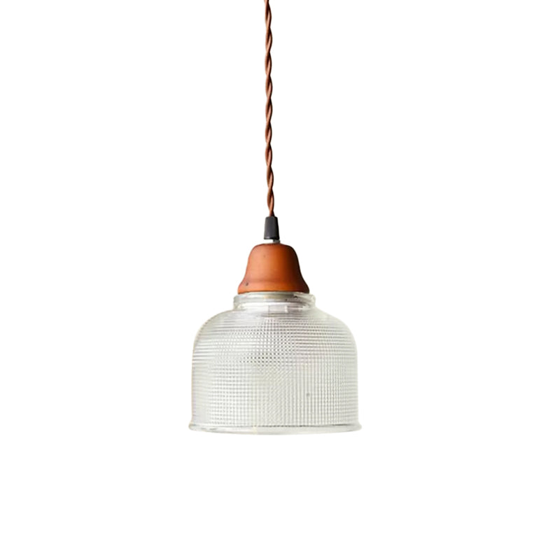 Countryside Bowled Ceiling Pendant - White 5.5/10.5 Wide Clear Grid Glass 1 Bulb Light Fixture