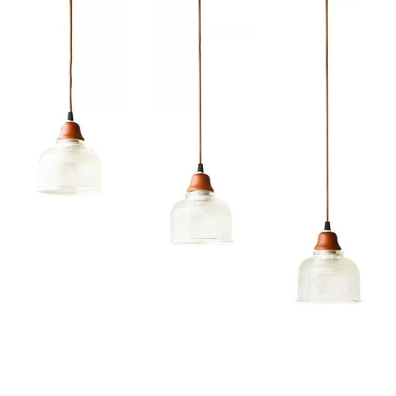Modern Red Brown Glass Island Pendant Light - 3 Prismatic Heads Conical/Round Suspension