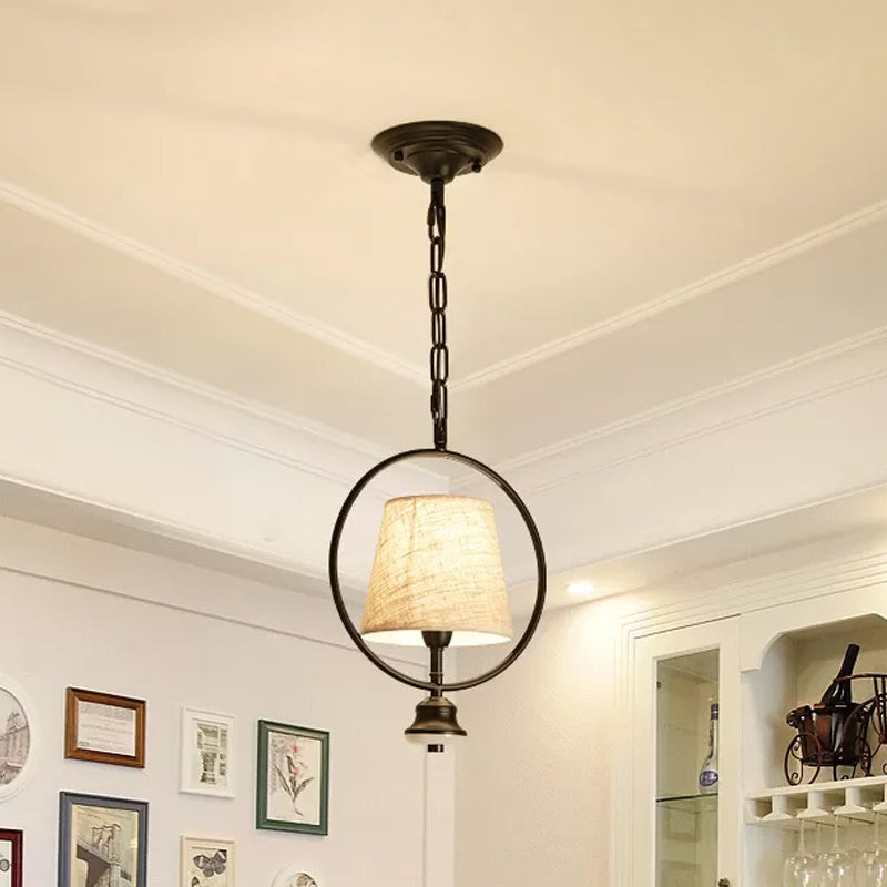Traditional White Fabric Dining Room Pendant Ceiling Light Fixture