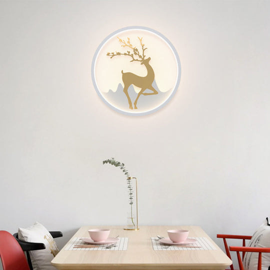 Nordic Metallic Black/White-Gold Led Circle Wall Sconce Light: Warm/White Glow For Bedroom White /