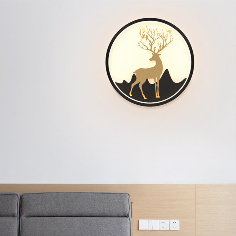 Nordic Metallic Black/White-Gold Led Circle Wall Sconce Light: Warm/White Glow For Bedroom