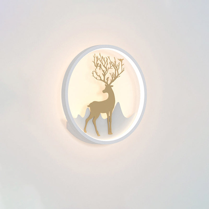 Nordic Metallic Black/White-Gold Led Circle Wall Sconce Light: Warm/White Glow For Bedroom White / B