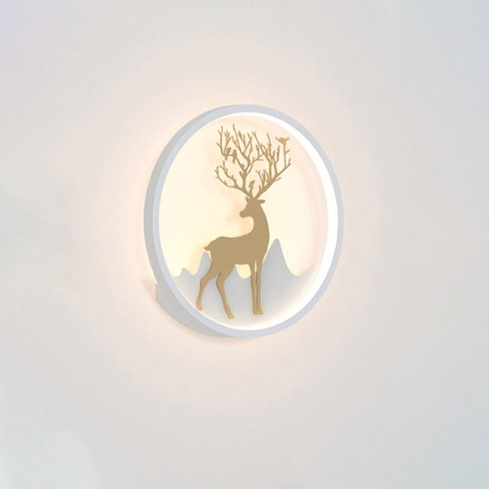 Nordic Metallic Black/White-Gold Led Circle Wall Sconce Light: Warm/White Glow For Bedroom White / B