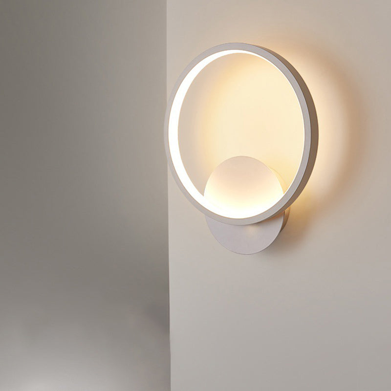 Modern Led Bedside Wall Light - Aluminum Minimalistic Sconce Lighting In Black/White 8/10/12.5 Dia