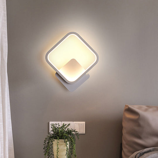 Modern Led Bedside Wall Light - Aluminum Minimalistic Sconce Lighting In Black/White 8/10/12.5 Dia